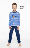 Bavlnené detské dlhé pyžamo v modrom či šedom prevedení