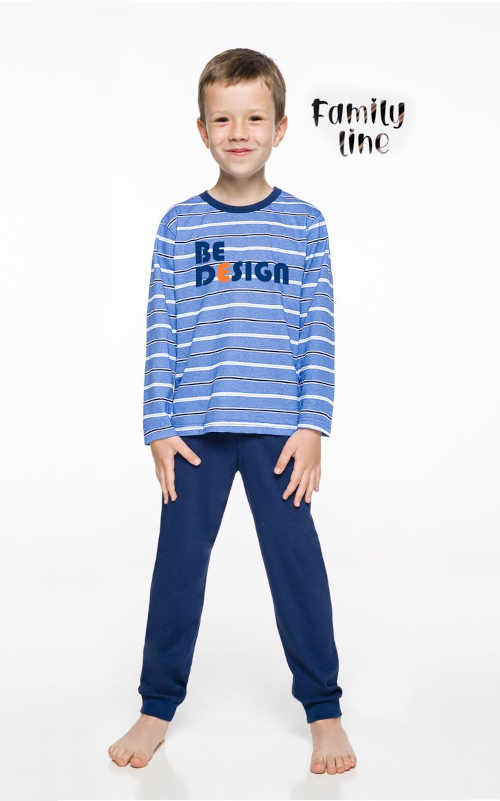 Bavlnené detské dlhé pyžamo v modrom či šedom prevedení