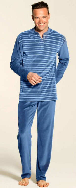 Velúrové pánske pruhované pyžamo