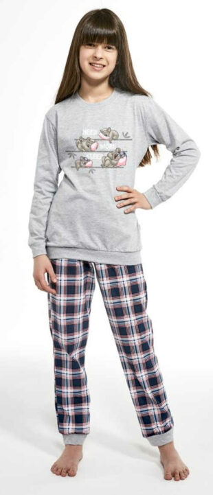 Krásne dievčenské pyžamo s dlhým rukávom s roztomilou potlačou