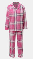 Ružové dámske kárované kabátkové pyžamo