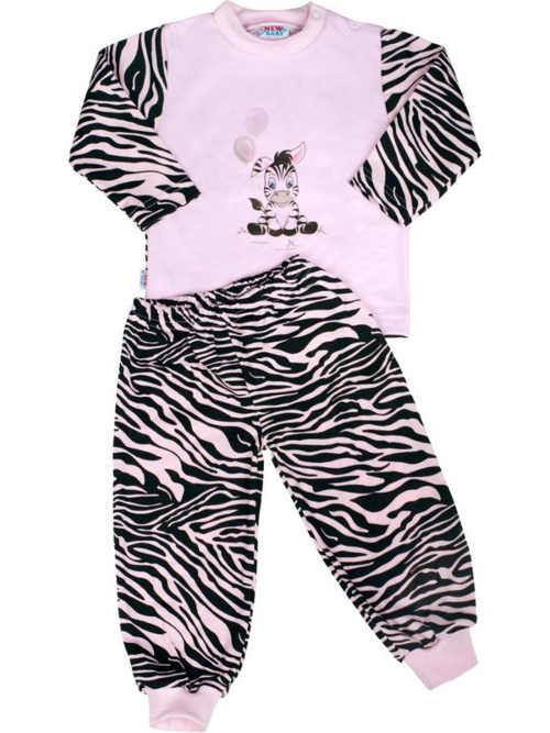 Ružovo-čierne detské pyžamo s potlačou zebry