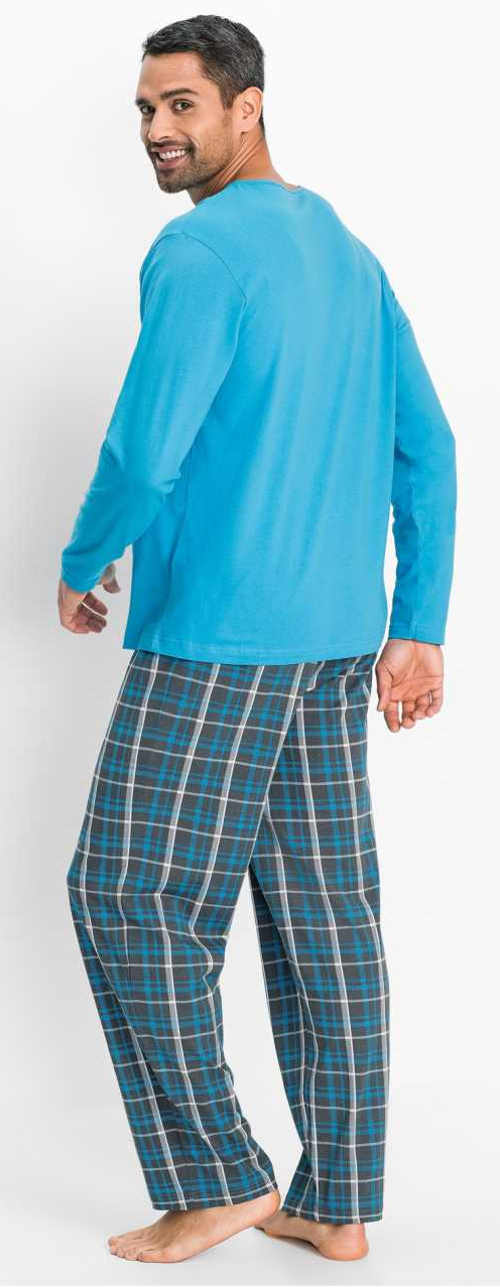 Svetlomodré pánske pyžamo s dlhými nohavicami