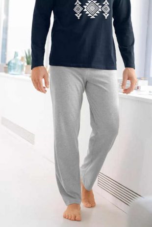 Pánske pyžamové nohavice šedé s vysokým pásom