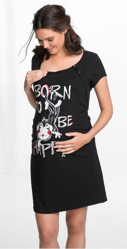 Čierna tehotenská nočná košeľa