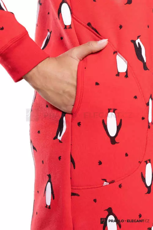 Červená dámska nočná košeľa s vreckami