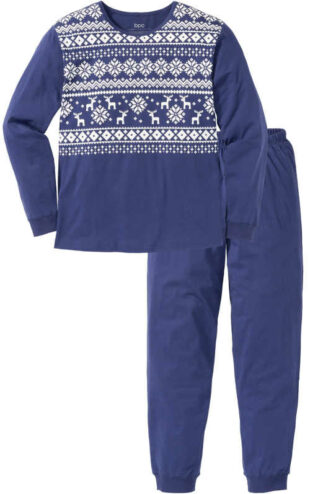 Modré pánske vianočné pyžamo