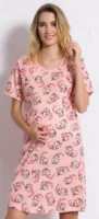 Dámska bavlnená tehotenská nočná košeľa s krátkymi rukávmi