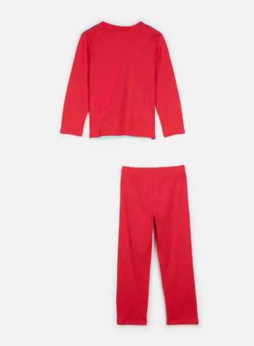Detské červené bavlnené dlhé pyžamo