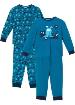 Detské dlhé bavlnené pyžamo s potlačou – 2 ks v balení