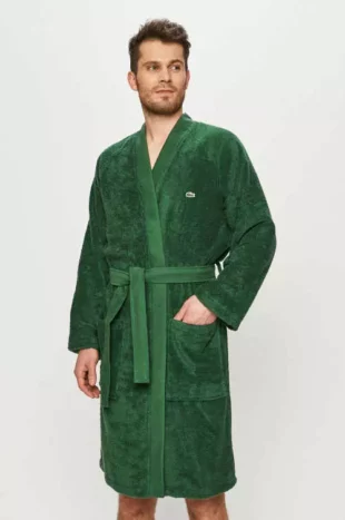 Luxusný pánsky kimonový župan Lacoste v zelenej farbe