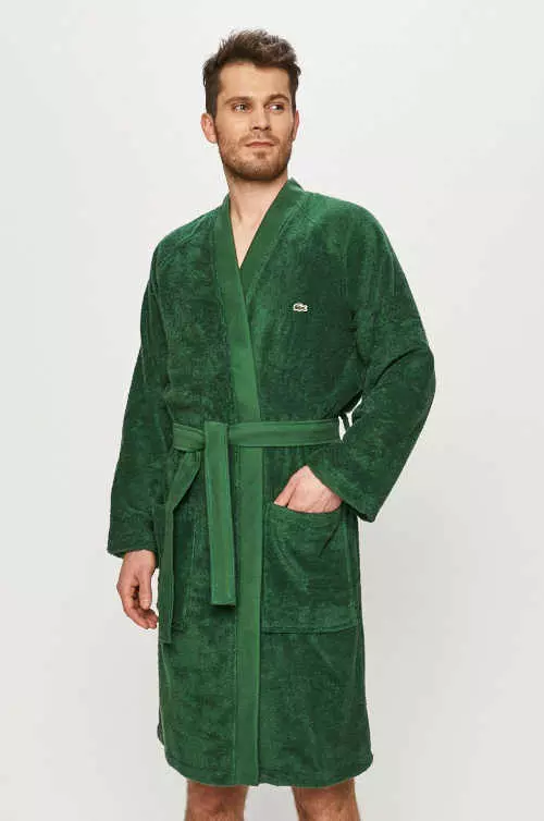 Luxusný pánsky kimonový župan Lacoste v zelenej farbe