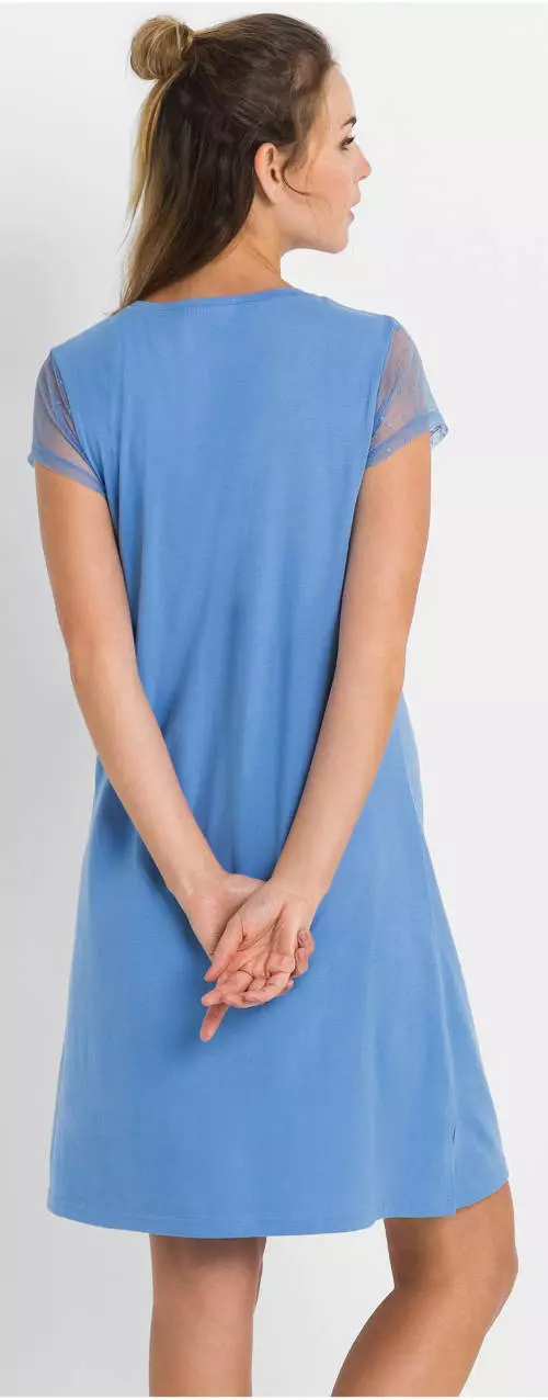 Modré dámske tričko s priehľadnou vložkou