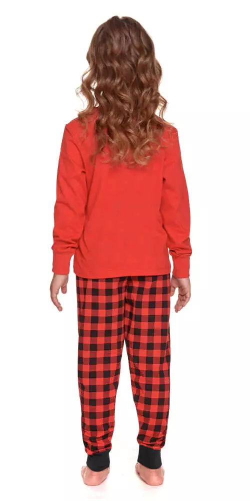 Dievčenské červené bavlnené pyžamo