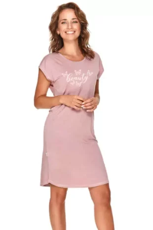 Elegantná bavlnená dámska nočná košeľa s krátkym rukávom