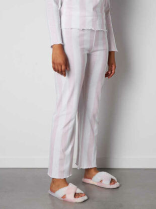 Dámske bavlnené pyžamové nohavice s pruhovaným vzorom