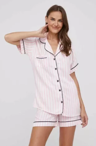 Luxusné krátke dámske pyžamo s pruhovaným vzorom